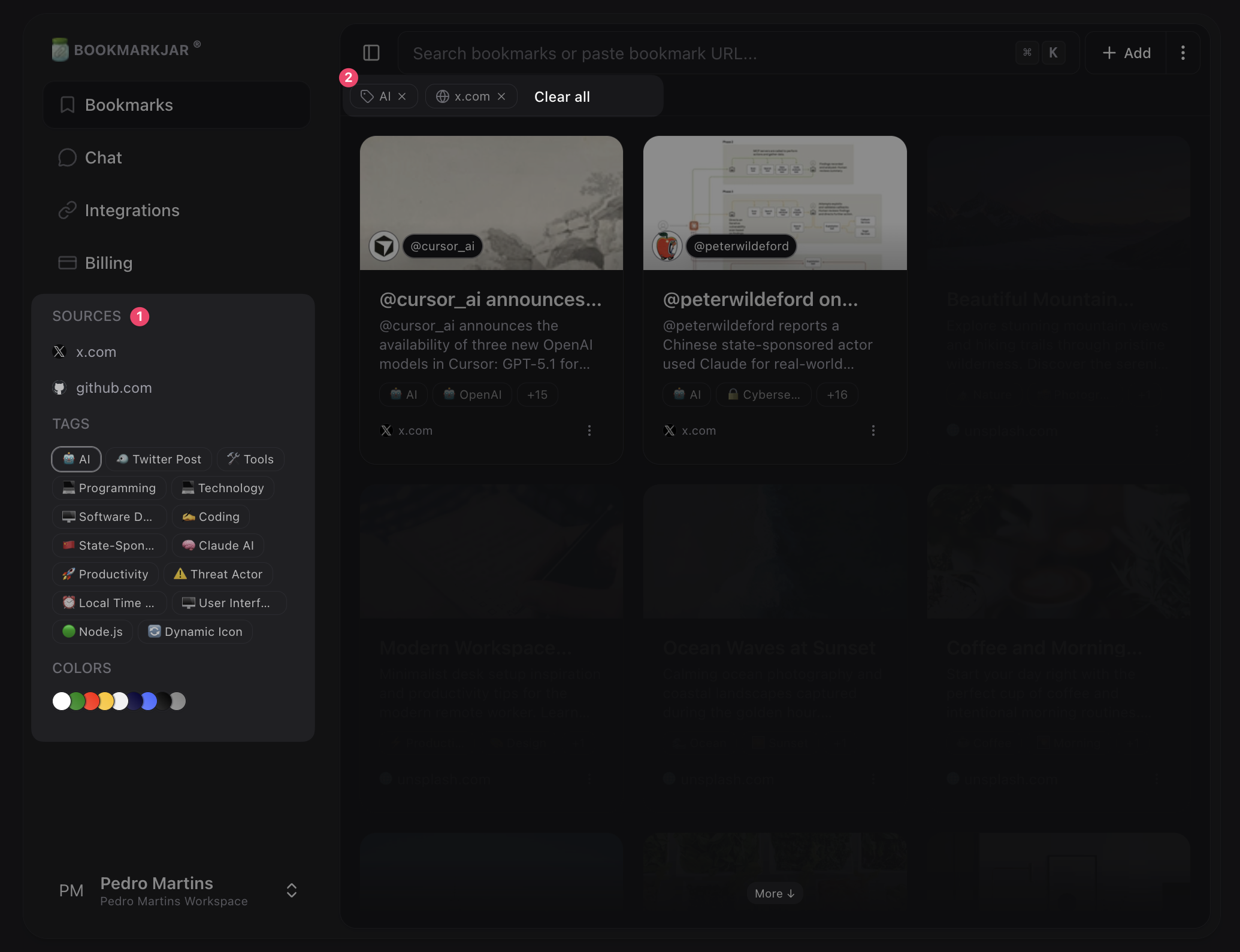 Search Bookmarks Filters