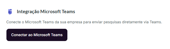 Card Integração Microsoft Teams com o botão Conectar ao Microsoft Teams em destaque