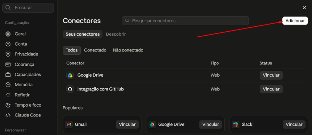 Adicionar Conector