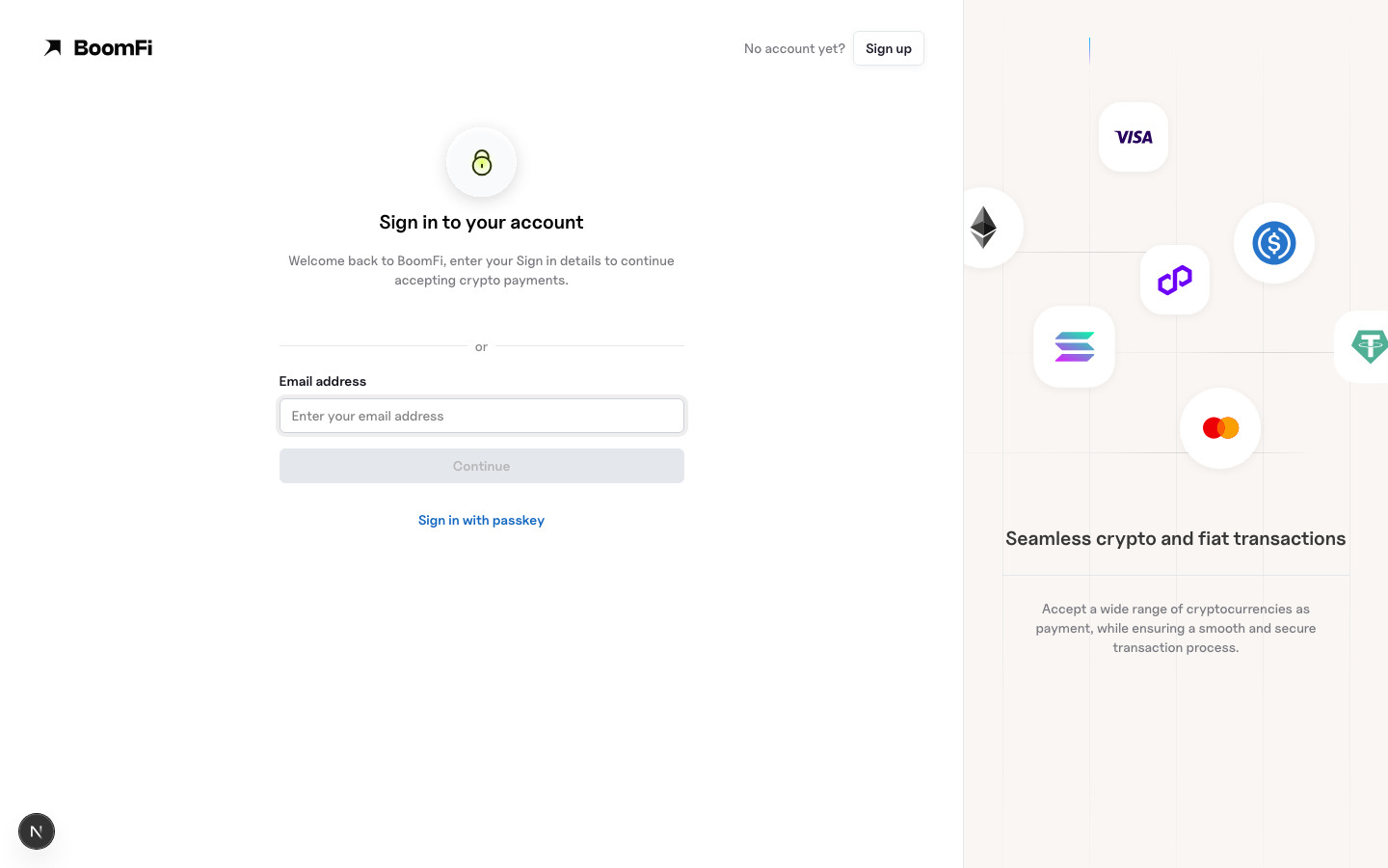 BoomFi sign-in page