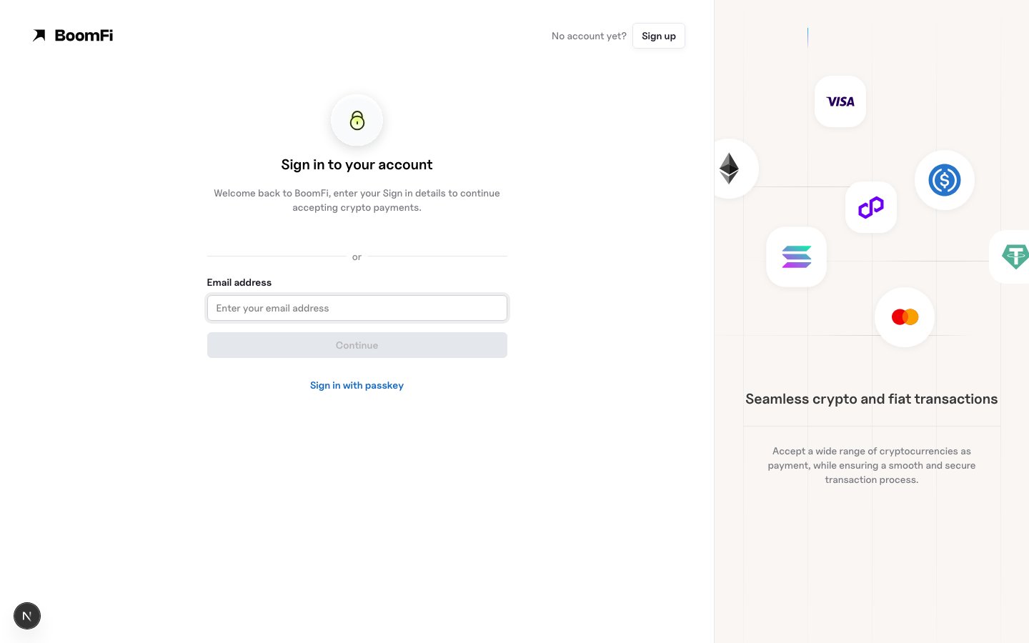 BoomFi sign-in page