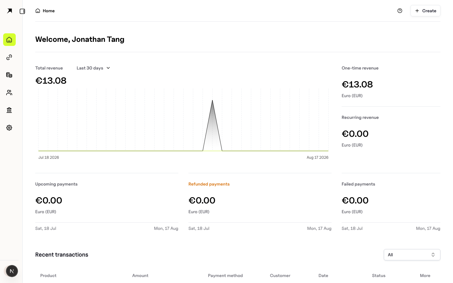 BoomFi dashboard home