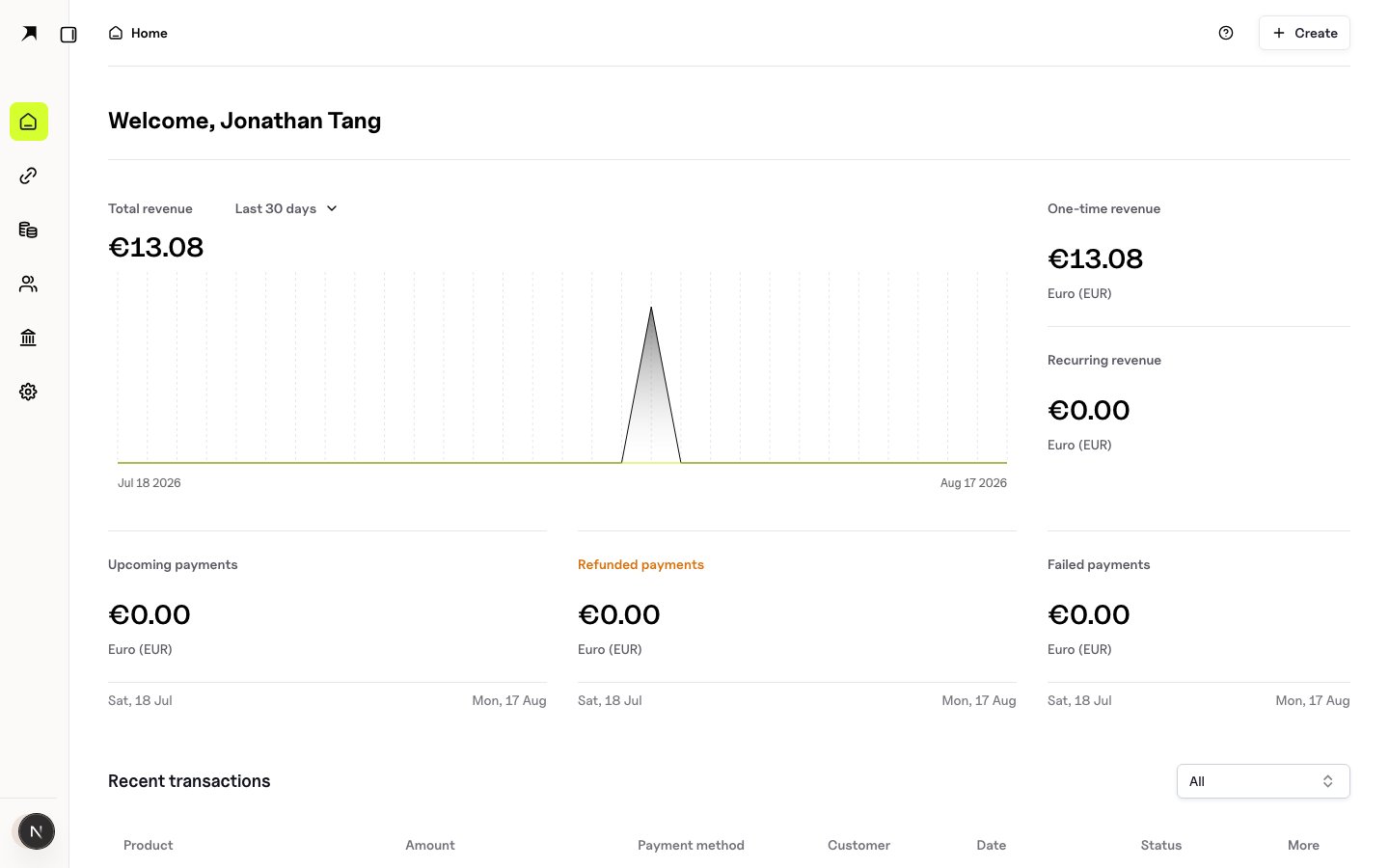 BoomFi dashboard home
