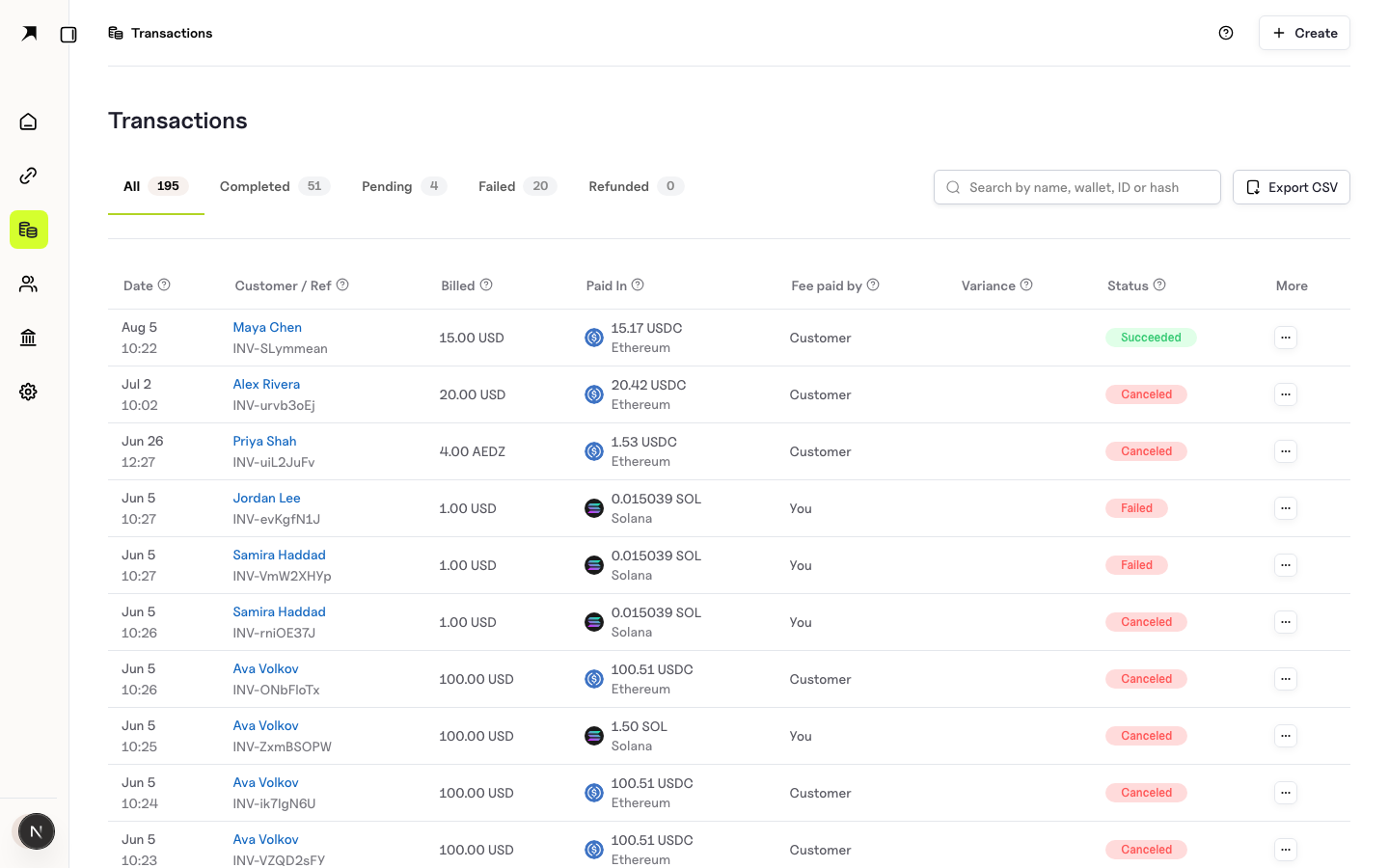 BoomFi transactions list