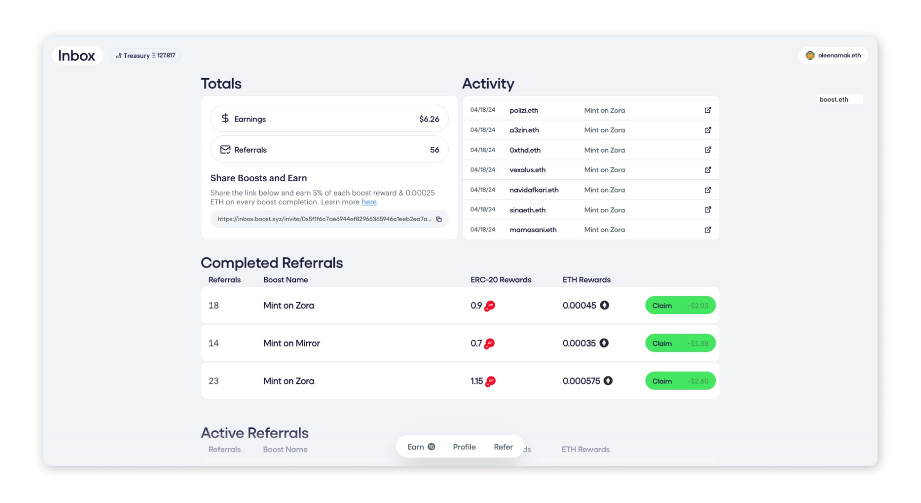 boost app referral page