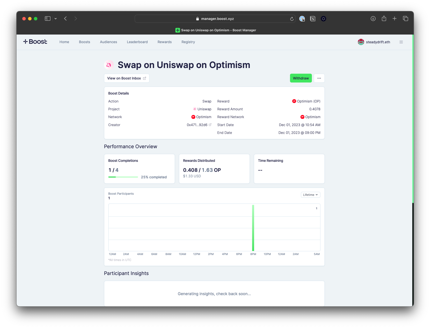 Boost withdrawal option in the details page