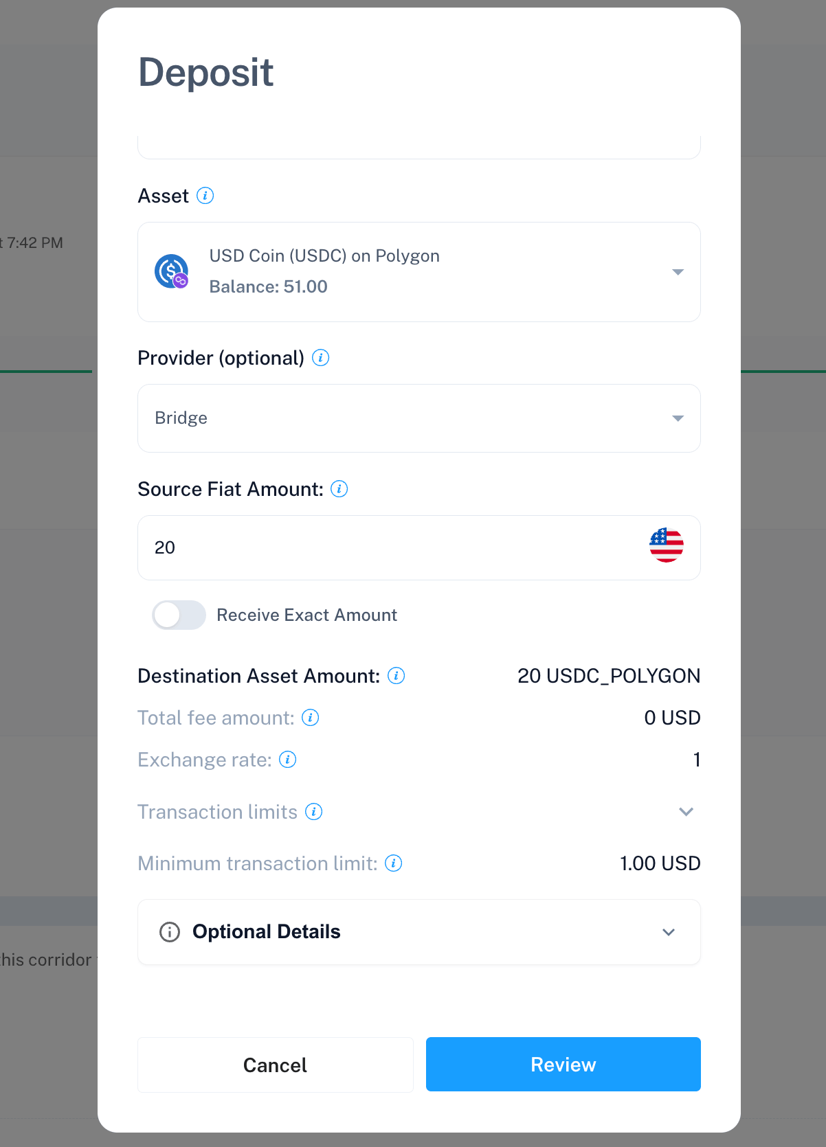 Deposit form