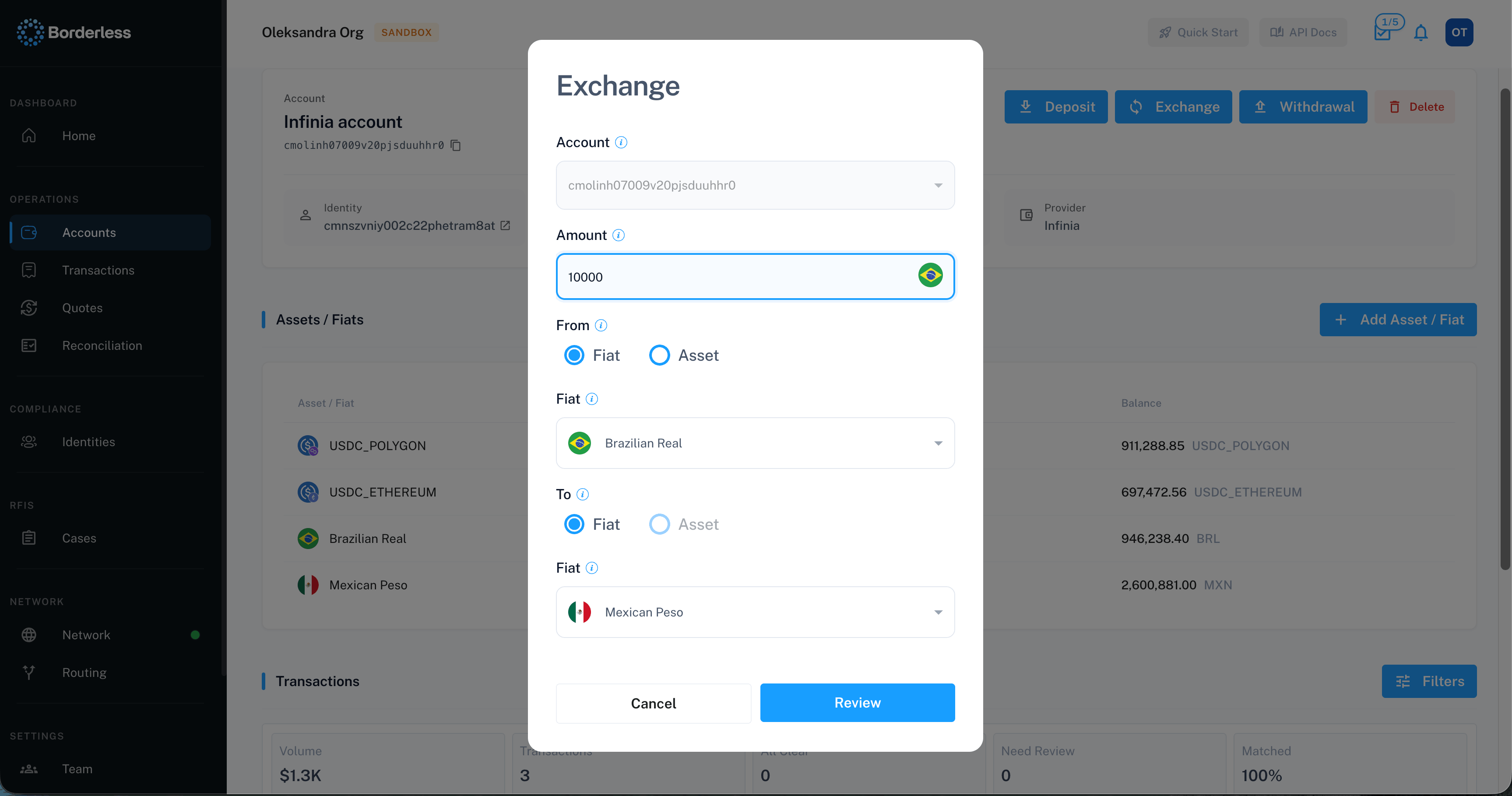 Exchange form