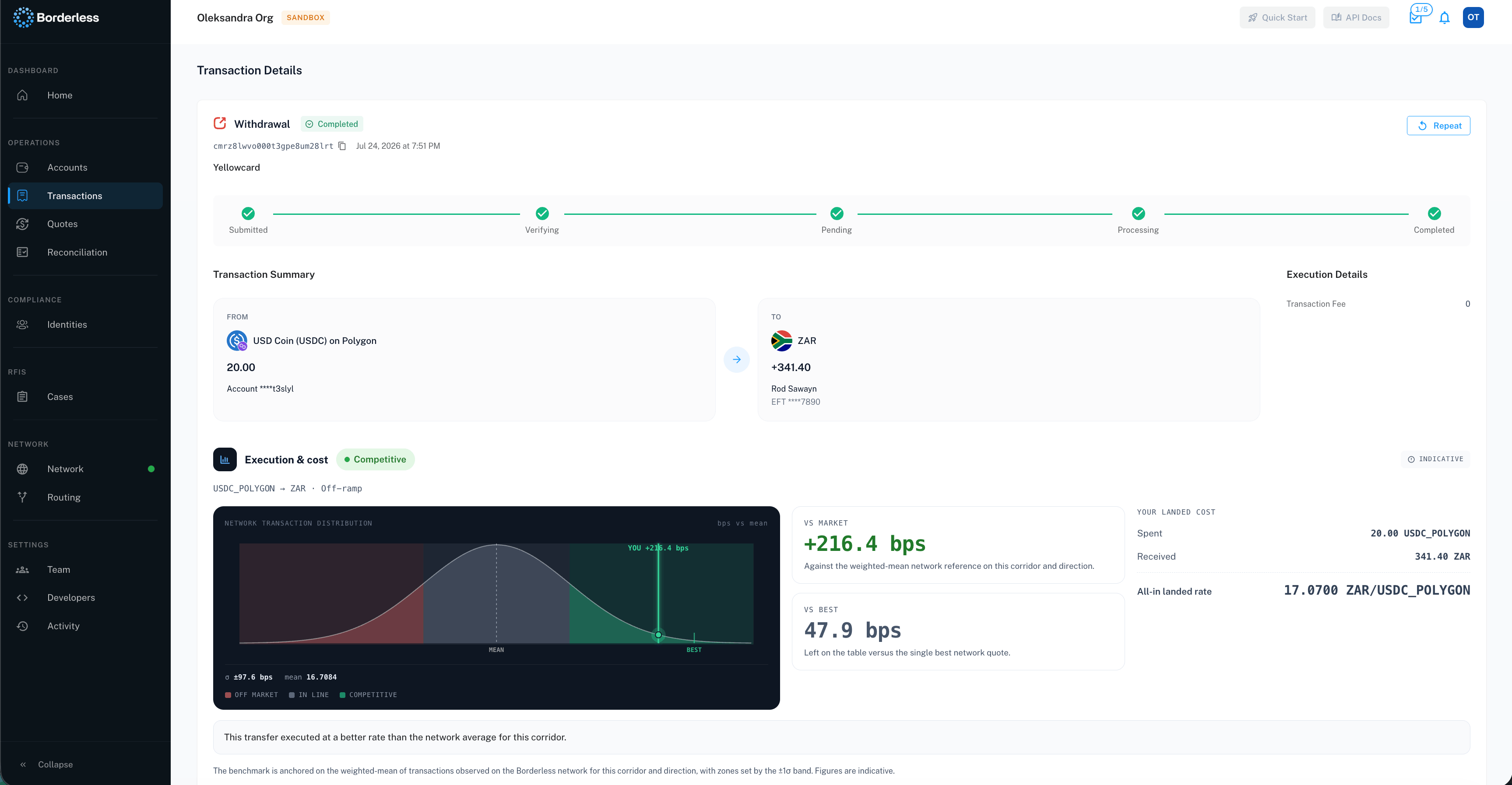 Transaction Details page