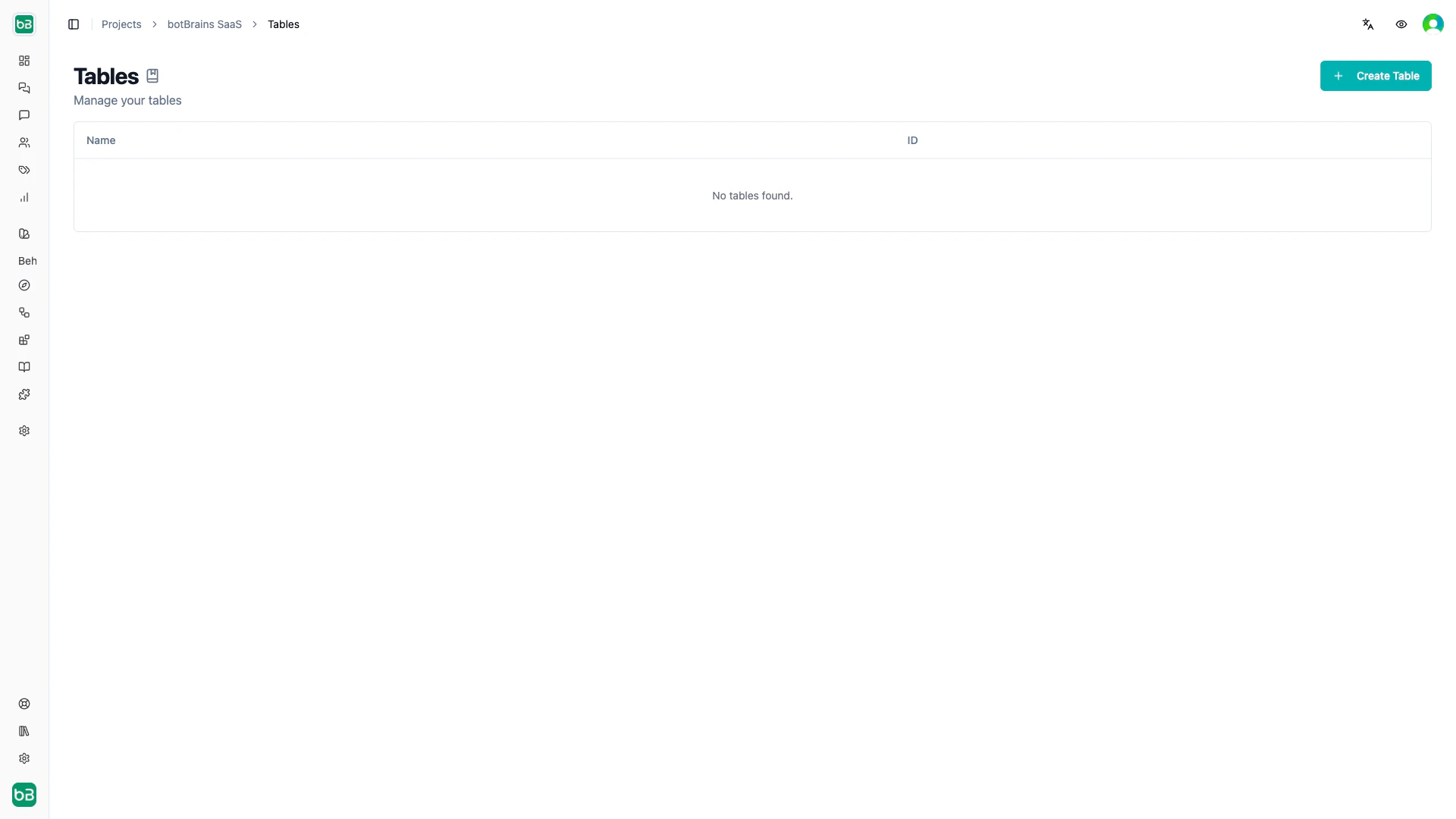 Table creation interface showing import format selection and field configuration