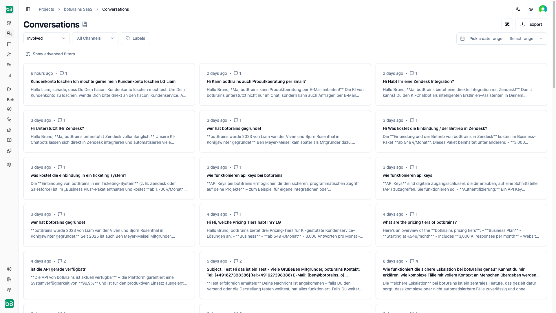 Conversations - botBrains Docs