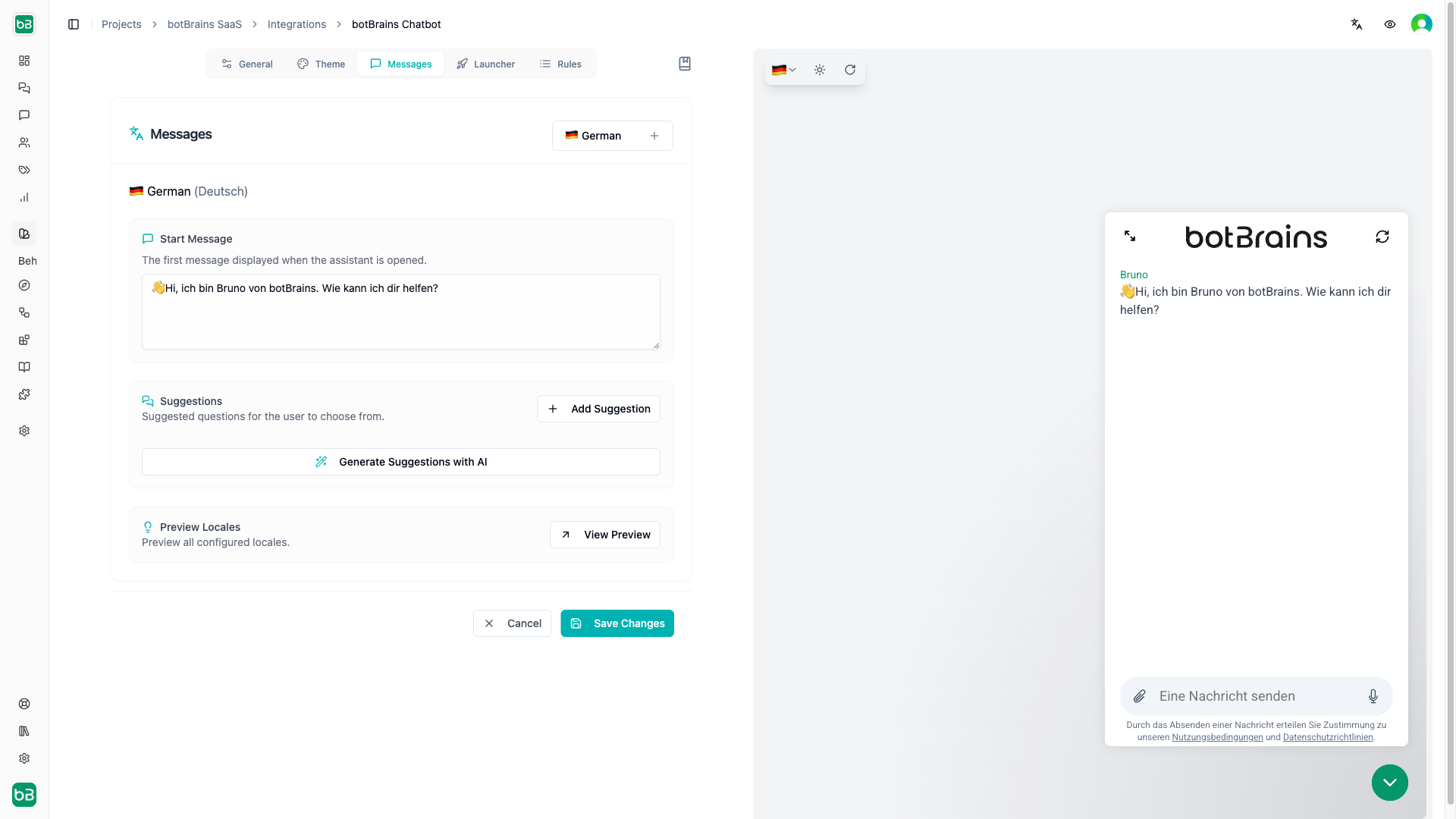 Website Appearance - botBrains Docs