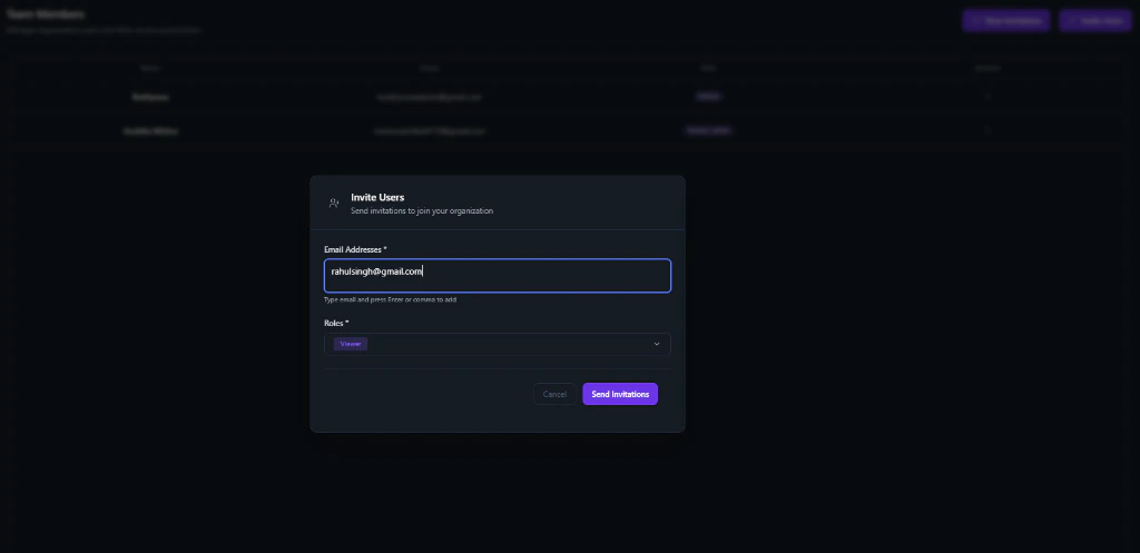 Invite Team Members Modal