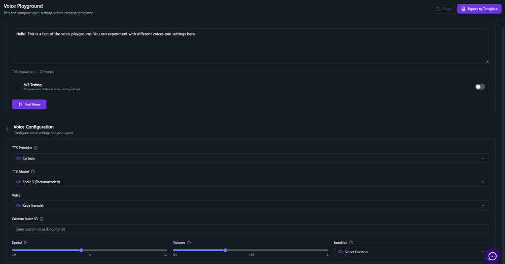 Voice Playground Interface