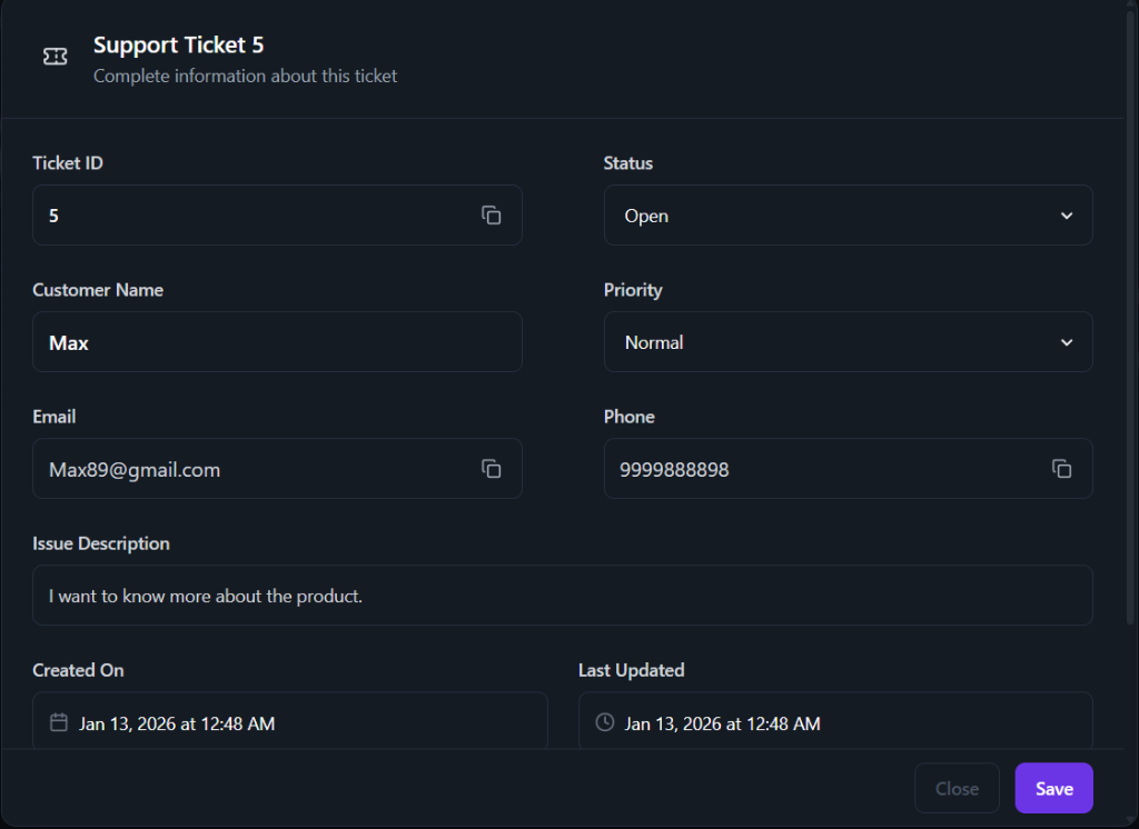 Ticket Details