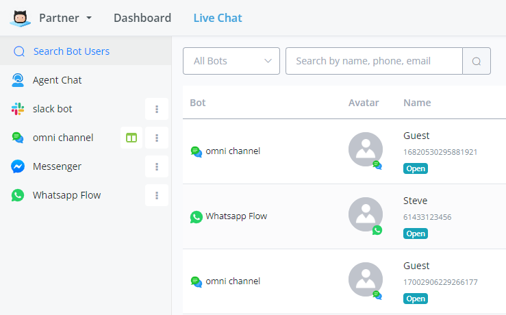 Acceso a Global Contacts desde el Chat en vivo