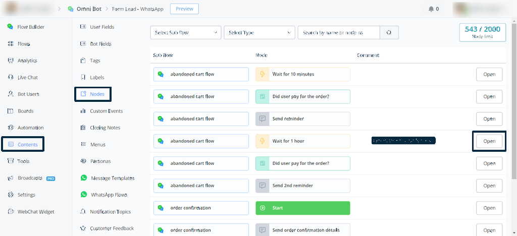 Abrir un nodo específico por su Node NS