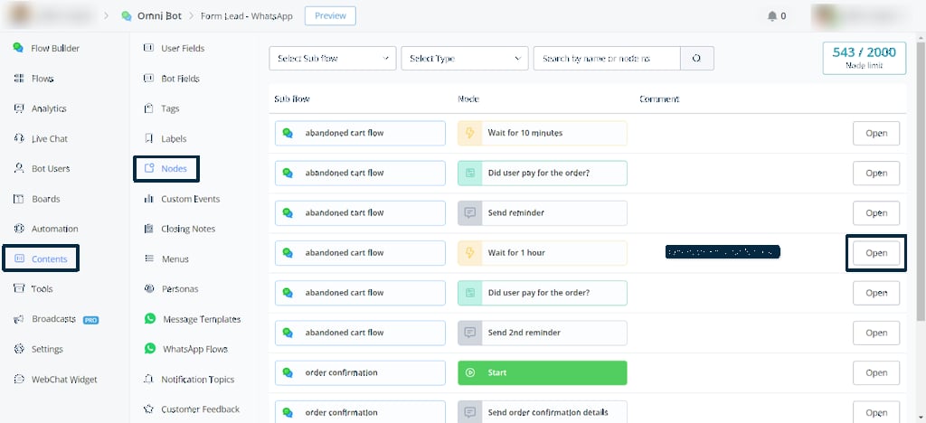 Abrir un nodo específico por su Node NS