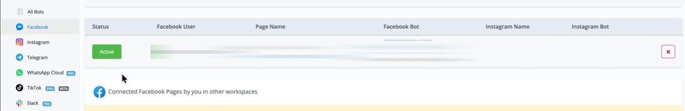 Conexión de la página de Facebook y permisos