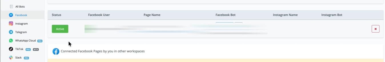 Conexión de la página de Facebook y permisos