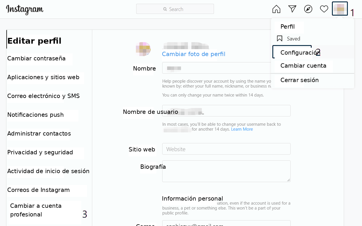 Cambiar a cuenta Business en Instagram