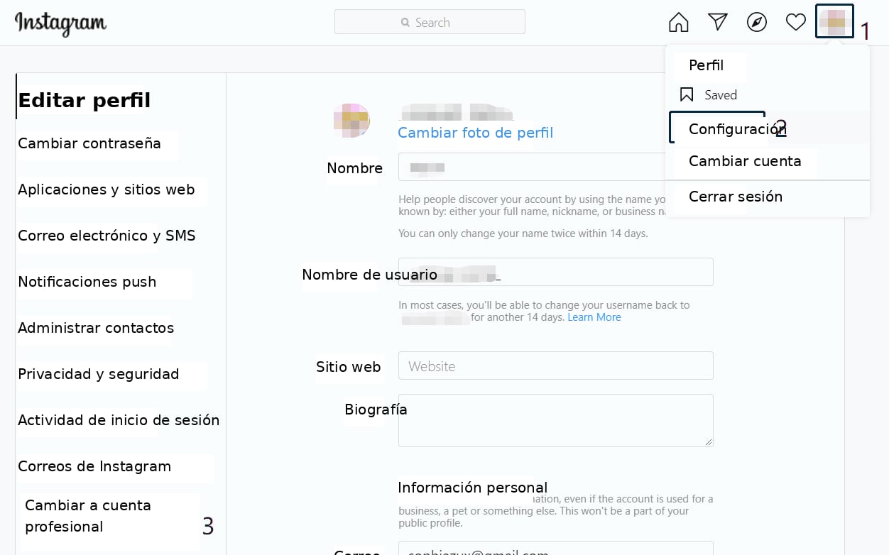 Cambiar a cuenta Business en Instagram