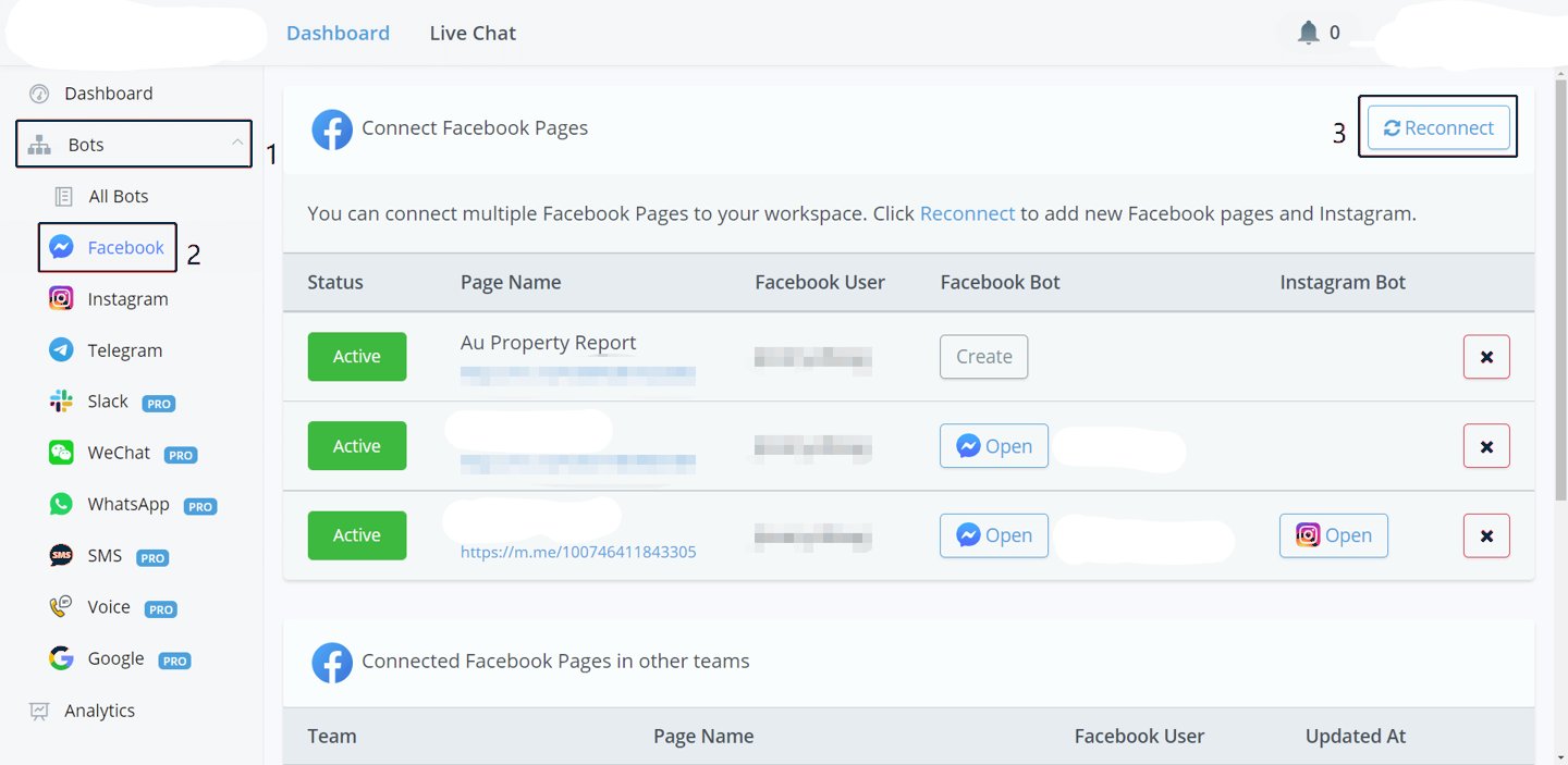 Reconnect desde la sección Facebook