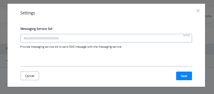 Ícono de engranaje del bot de SMS