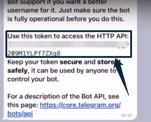 Token generado por BotFather