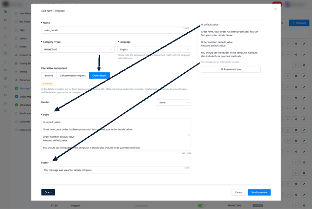 Creación de una plantilla de Order Details