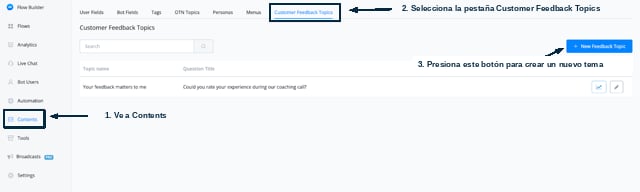 Vista general de temas de Customer Feedback