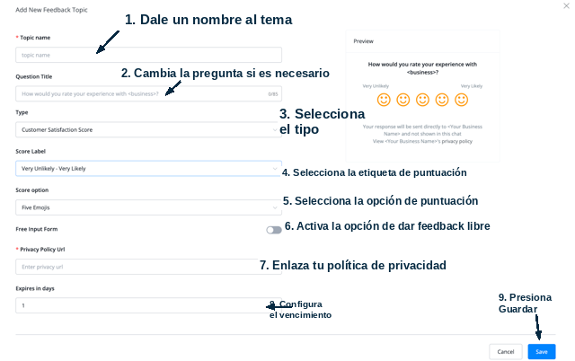Ventana emergente de configuración del tema