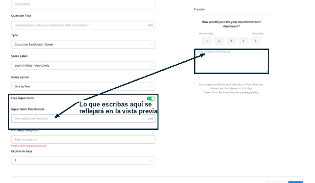 Activar la entrada de texto libre