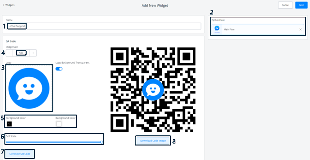 Configuración del widget de código QR