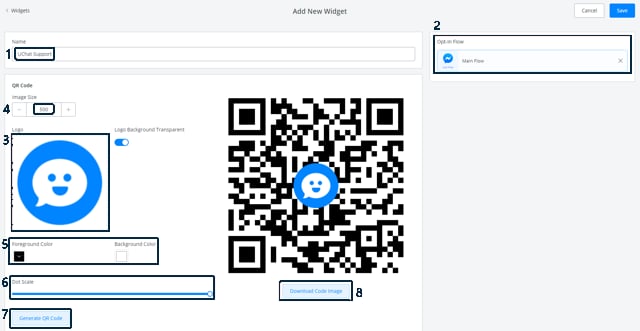 Configuración del widget de código QR