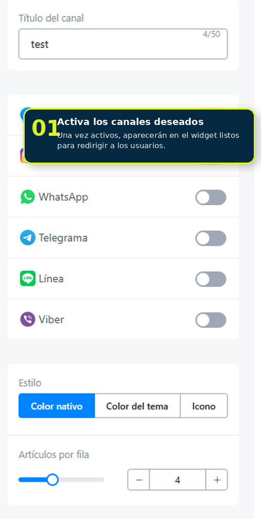 Opción de mensaje previo del usuario