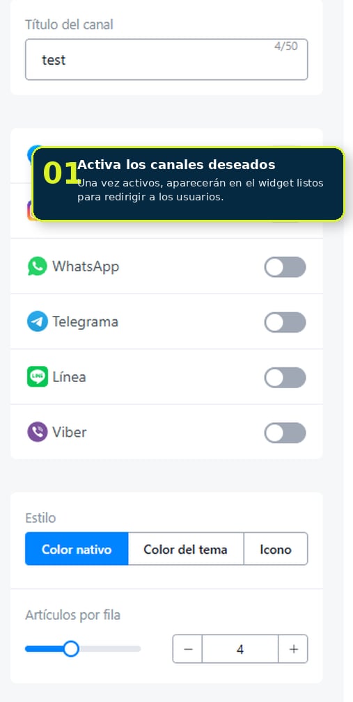 Opción de mensaje previo del usuario