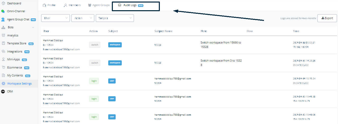 audit logs