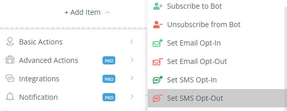 Configuración de la acción Desactivar permiso de SMS