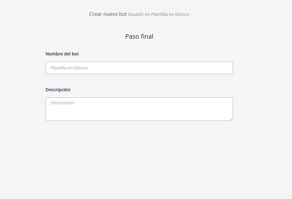 Nombre y descripción del chatbot