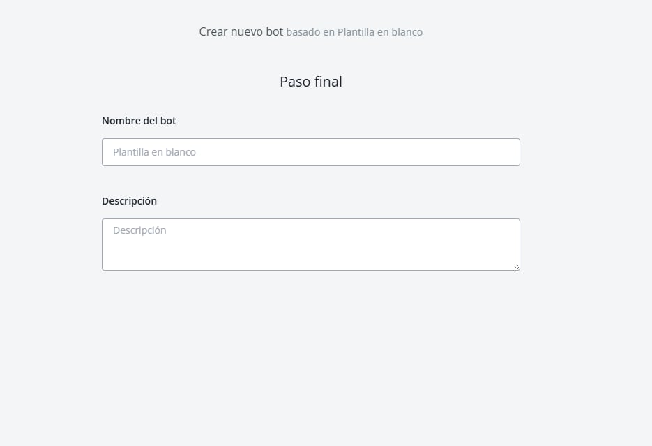 Nombre y descripción del chatbot