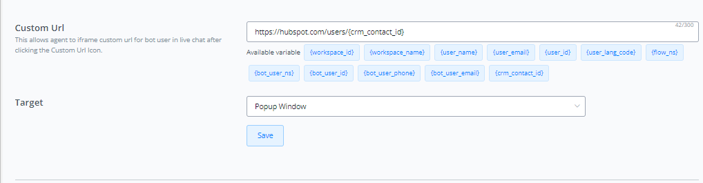 URL personalizada abriendo un CRM en iframe
