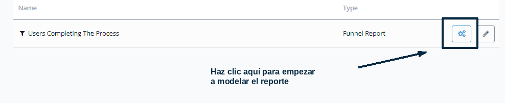 Ícono de engranaje para modelar el reporte