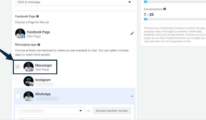 Campaña Click to message en Ads Manager
