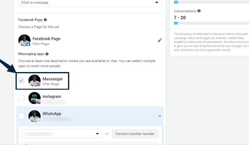 Campaña Click to message en Ads Manager