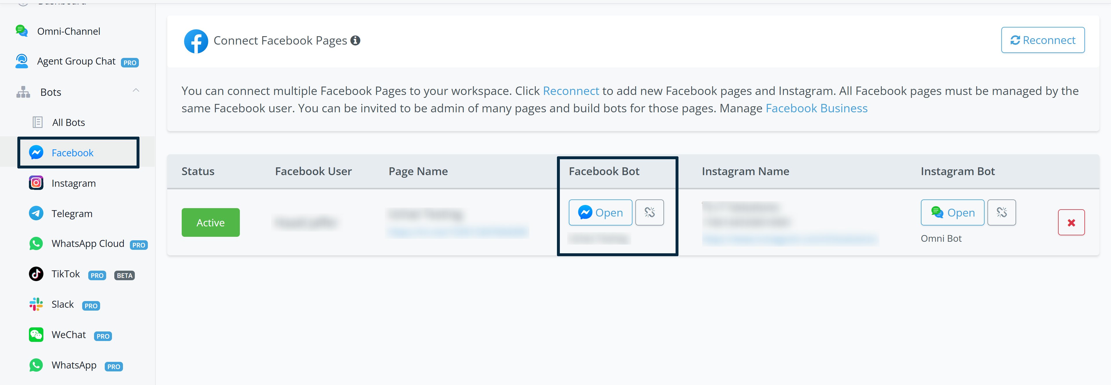 Página de Facebook verificada en Bots