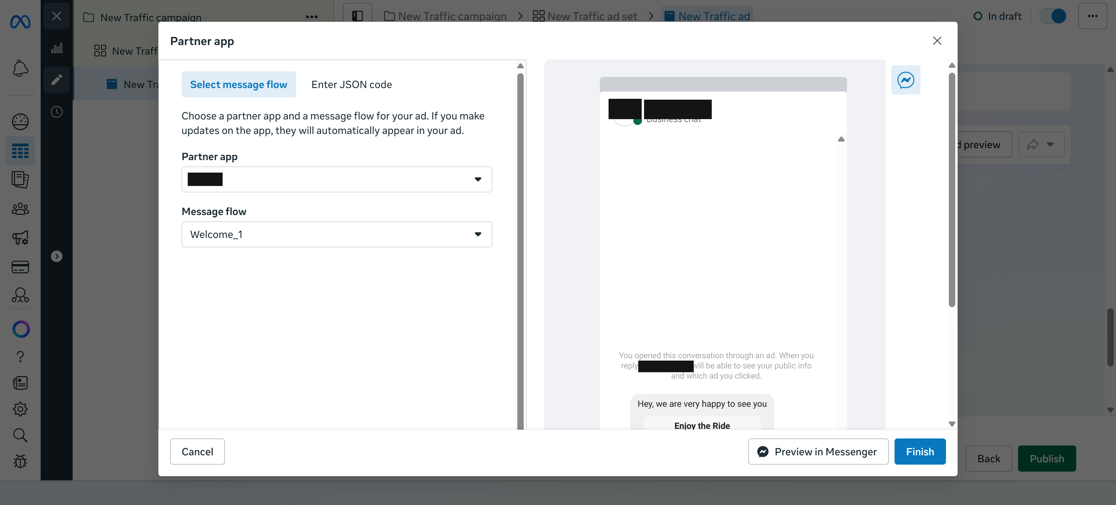 Send Preview del mensaje de bienvenida