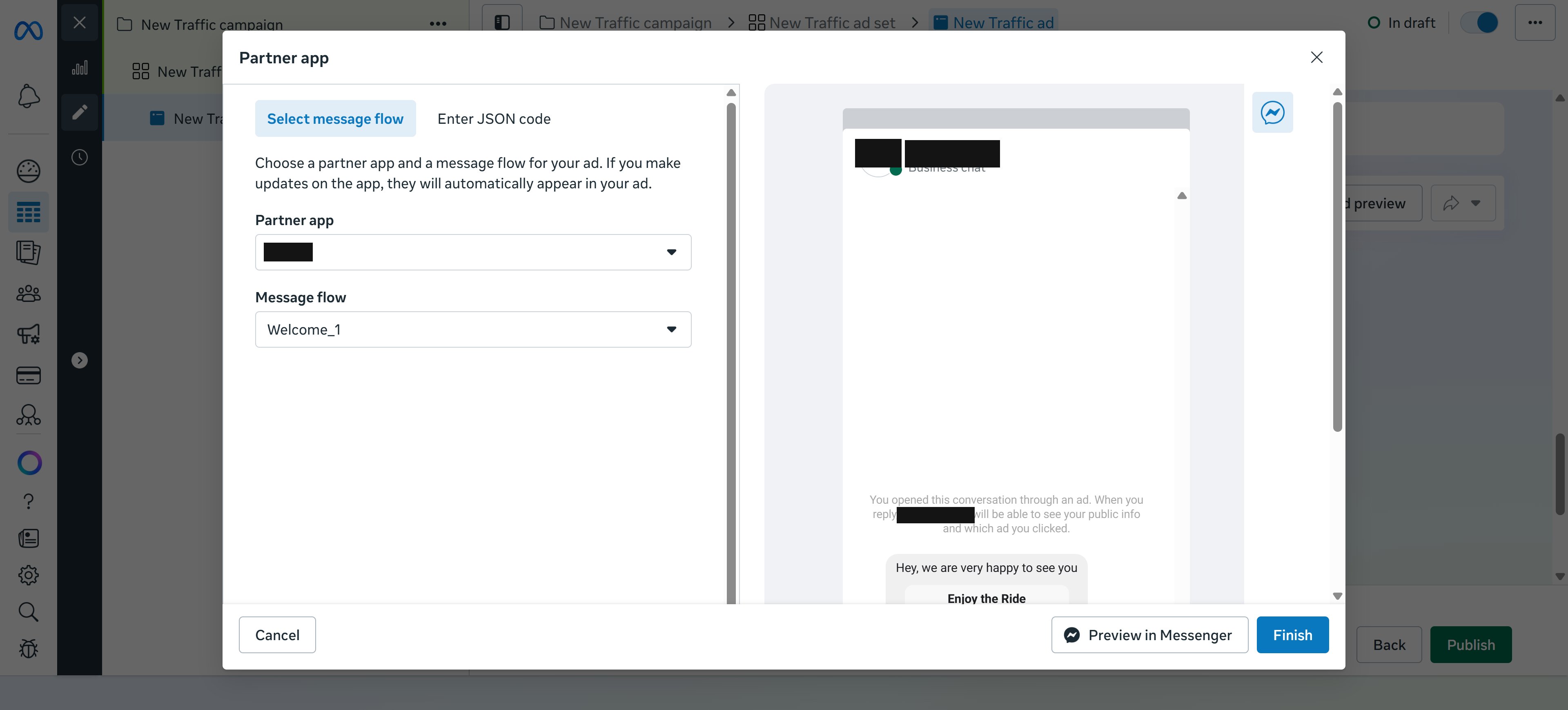 Send Preview del mensaje de bienvenida