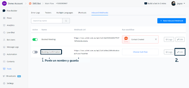 Crear un nuevo webhook entrante