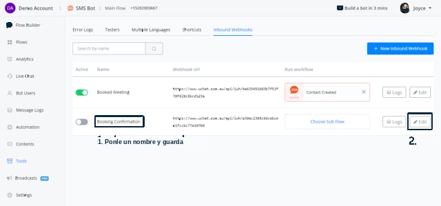 Crear un nuevo webhook entrante
